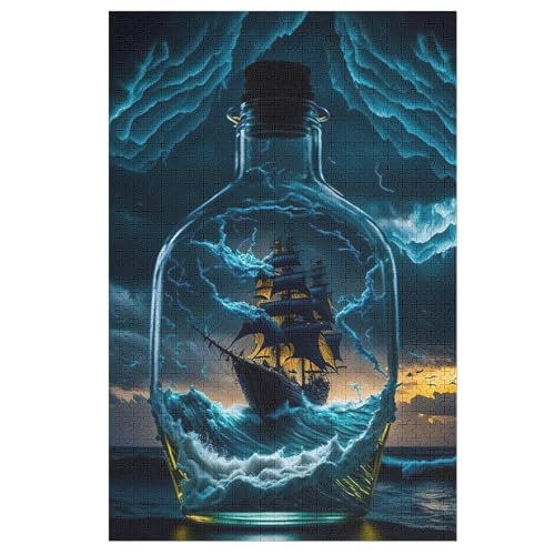 Piratnschiff,Boat 1000 Teile Puzzle Für Erwachsene, Herausforderung Puzzles - Familienpuzzle Verringerter Druck Schwieriges Puzzle Rahmen Holzpuzzle Für Erwachsene Kinder 12+ （78×53cm） von PPZYY