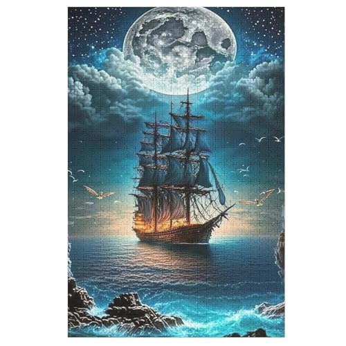 Piratnschiff,Boat – Puzzle 1000 Teile, Holzpuzzle, Herausforderndes Geschicklichkeitsspiel Für Die Ganze Familie, Kinder Erwachsenenpuzzle Ab 12 Jahren （78×53cm） von PPZYY