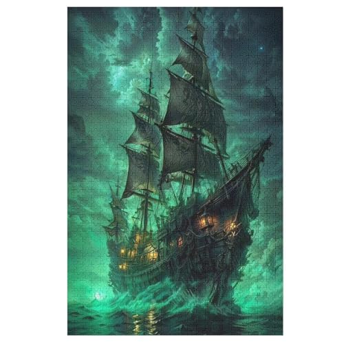 Piratnschiff,Boat Puzzle 1000 Teile,Puzzles Für Erwachsene, Impossible Puzzle, Geschicklichkeitsspiel Für Die Ganze Familie, Puzzle Kinder,Holzpuzzle-Geschenk,Raumdekoration, （78×53cm） von PPZYY