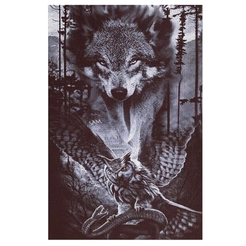 Puzzle 1000 Teile Erwachsene Wolf Holzpuzzle Für Erwachsene Lernspiel Herausforderungsspielzeug 1000-teilige The Puzzles Für Erwachsene Kinder （78×53cm） von PPZYY