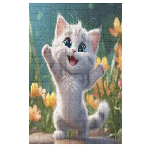 Puzzle Für Erwachsene, Cute Katze, 1000 Puzzleteile Für Kinder, Holzpuzzles, Geeignet Für Erwachsene, Lernspiel, Herausforderungsspielzeug （78×53cm） von PPZYY