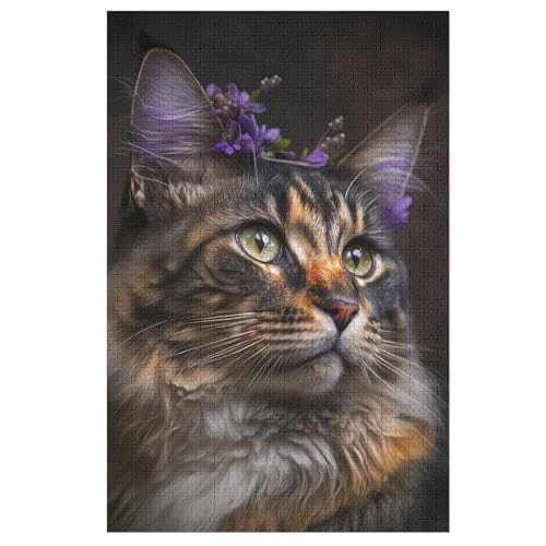 Puzzle Für Erwachsene, Katze, 1000 Puzzleteile Für Kinder, Holzpuzzles, Geeignet Für Erwachsene, Lernspiel, Herausforderungsspielzeug （78×53cm） von PPZYY