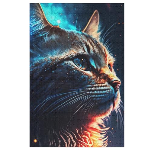 Puzzle Für Erwachsene, Katze -Puzzles Für Erwachsene, 1000-teiliges Holzpuzzle, Geeignet Für Erwachsene Und Kinder Ab 12 Jahren, Tolles Geschenk Für Erwachsene （78×53cm） von PPZYY