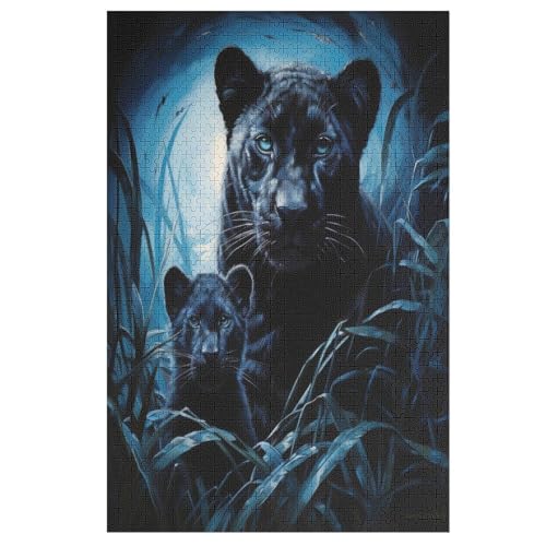 Puzzle Für Erwachsene, Leopard, 1000 Puzzleteile Für Kinder, Holzpuzzles, Geeignet Für Erwachsene, Lernspiel, Herausforderungsspielzeug （78×53cm） von PPZYY