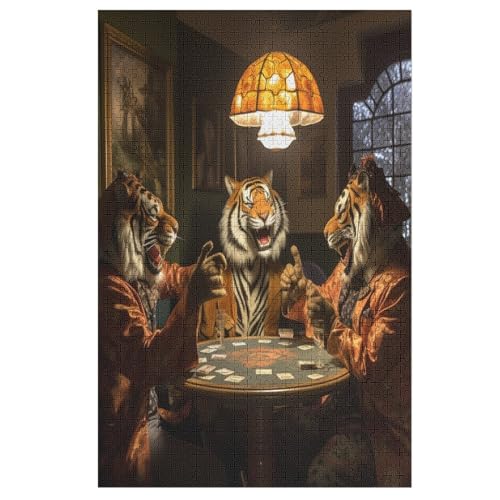 Puzzle Für Erwachsene, Tiger, 1000 Puzzleteile Für Kinder, Holzpuzzles, Geeignet Für Erwachsene, Lernspiel, Herausforderungsspielzeug （78×53cm） von PPZYY