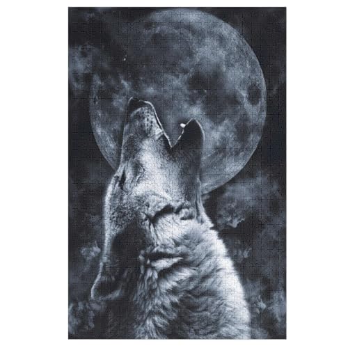 Puzzle Für Erwachsene, Wolf Moon, 1000 Puzzleteile Für Kinder, Holzpuzzles, Geeignet Für Erwachsene, Lernspiel, Herausforderungsspielzeug （78×53cm） von PPZYY