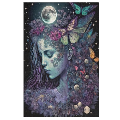 Puzzles Für Erwachsene, Puzzle Rose schönes Mädchen, 1000 Teile, Puzzle Aus Holz Für Erwachsene Und Kinder Ab 12 Jahren, Lernspielzeug （78×53cm） von PPZYY