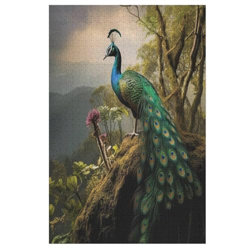 Puzzles Für Erwachsene Und Kinder, Pfau -Puzzle, 1000 Teile, Kreative Holzpuzzles, Puzzles Für Erwachsene, Geschenke （78×53cm） von PPZYY