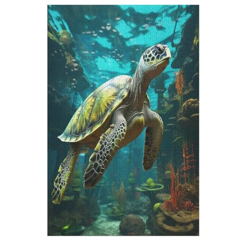 Schildkröte -Puzzle, 1000 Teile,Holzpuzzle Für Erwachsene Kinder, Lustiges Spielzeug, Denkspiel, Spielzeug, Bildungsspiel, Herausforderung, Pädagogisch, （78×53cm） von PPZYY