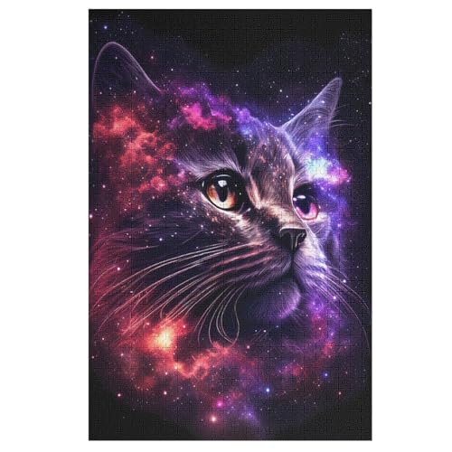 Star Katze Holzpuzzle Erwachsene - 1000 Teiliges Jigsaw Knobelspiel - Puzzle Für Erwachsene & Kinder - Outdoor & Reisespielzeug - Geduldspiel （78×53cm） von PPZYY