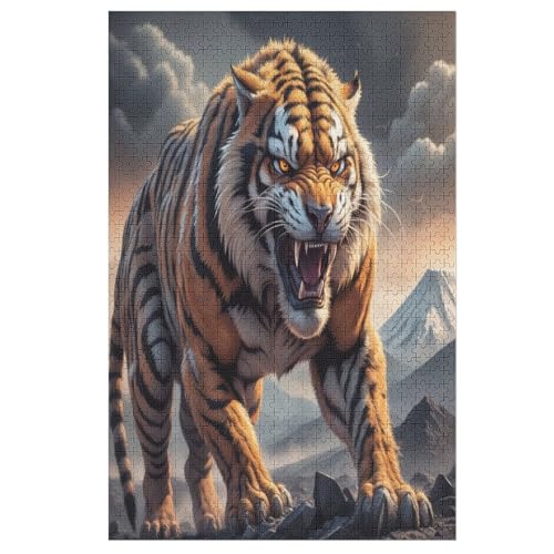 Tiger Holzpuzzle 1000 Stück Puzzles Für Erwachsene Teenager Stress Abbauen Familien-Puzzlespiel Poster 1000-teiliges Puzzle Kinder Lernspiel Spielzeug Geschenk （78×53cm） von PPZYY