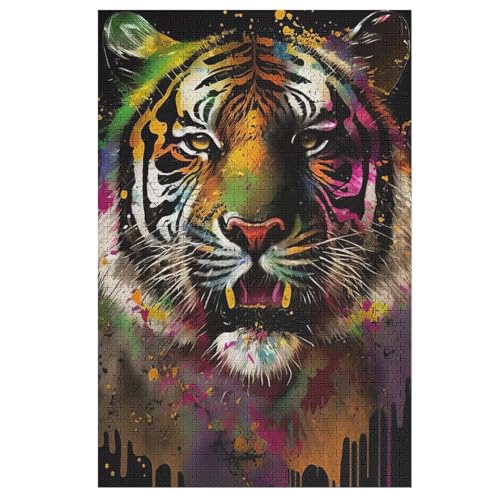 Tiger Holzpuzzle 1000 Teile, Knobelspiele Für Erwachsene, Teenager, Puzzles Unmögliche - Kinder Puzzle Zimmer Deko （78×53cm） von PPZYY