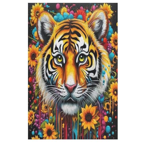 Tiger-Puzzlespiel Aus Holz, 1000 Puzzleteile, Kreatives Puzzle Für Teenager Und Erwachsene, Kreatives Spielzeug, Puzzles, （78×53cm） von PPZYY