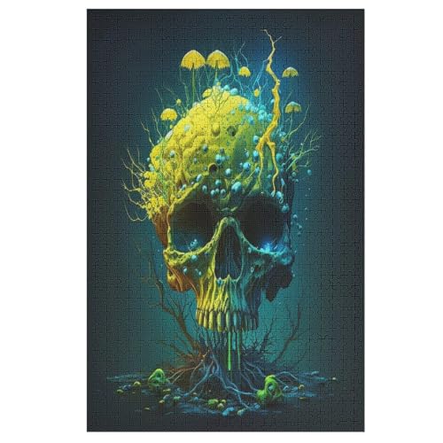 Totenkopf -Puzzle, 1000 Teile,Holzpuzzle Für Erwachsene Kinder, Lustiges Spielzeug, Denkspiel, Spielzeug, Bildungsspiel, Herausforderung, Pädagogisch, （78×53cm） von PPZYY