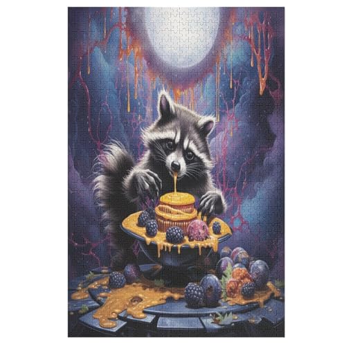 Waschbär 1000 Teile Puzzle, Holzpuzzle, Puzzles Für Erwachsene Kinder, 1000 Teile Puzzle Für Jugendliche & Erwachsene Lernspiel Herausforderungsspielzeug （78×53cm） von PPZYY