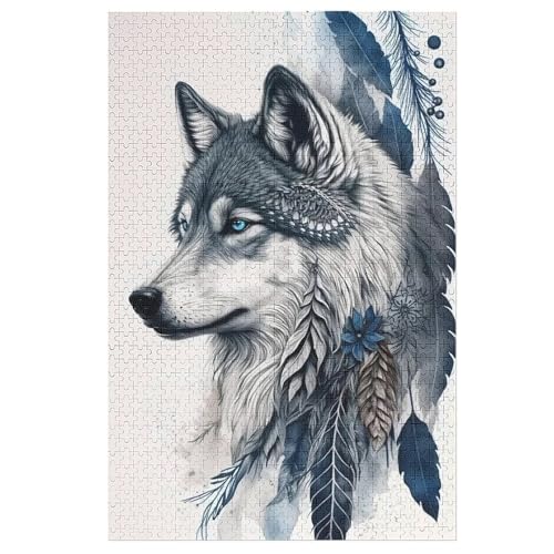 Wolf 1000 Teile Puzzle, Holzpuzzle, Puzzles Für Erwachsene Kinder, 1000 Teile Puzzle Für Jugendliche & Erwachsene Lernspiel Herausforderungsspielzeug （78×53cm） von PPZYY