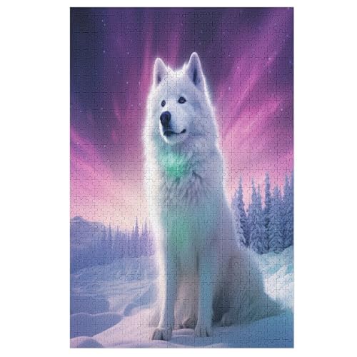 Wolf Holzpuzzle 1000 Stück Puzzles Für Erwachsene Teenager Stress Abbauen Familien-Puzzlespiel Poster 1000-teiliges Puzzle Kinder Lernspiel Spielzeug Geschenk （78×53cm） von PPZYY