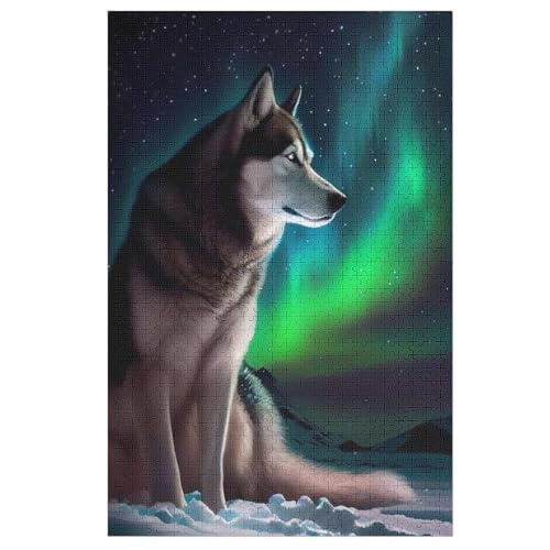 Wolf Holzpuzzle 1000 Teile, Knobelspiele Für Erwachsene, Teenager, Puzzles Unmögliche - Kinder Puzzle Zimmer Deko （78×53cm） von PPZYY