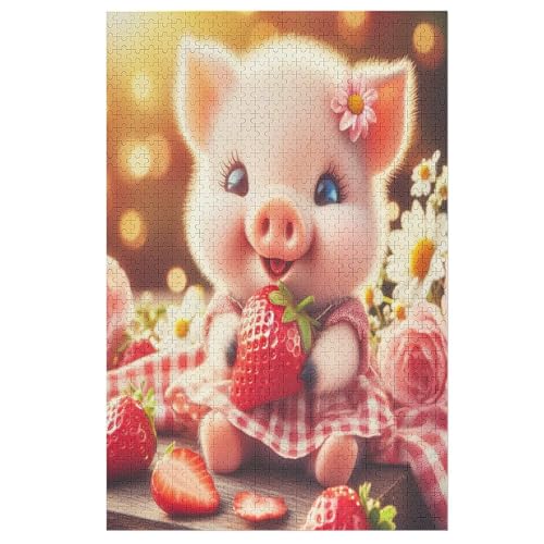 süßes Schwein Puzzle 1000 Teile,Puzzles Für Erwachsene, Impossible Puzzle, Geschicklichkeitsspiel Für Die Ganze Familie, Puzzle Kinder,Holzpuzzle-Geschenk,Raumdekoration, （78×53cm） von PPZYY