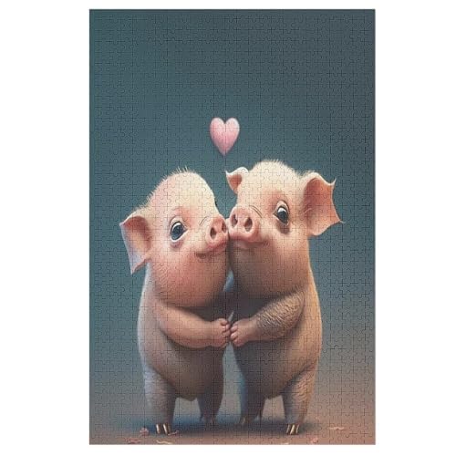 süßes Schwein Puzzle Für Erwachsene 1000 Teile Premium 100% Recyceltes Brett Zum Lernen, Lernspielzeug, Familienspiele Kinder Holzpuzzle （78×53cm） von PPZYY