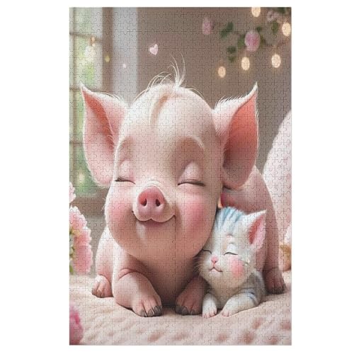 süßes Schwein Puzzles 1000 Teile Erwachsener Kniffel Spaß Für Die Ganze Familie - 1000 Puzzleteilige Motive, Holzpuzzle Kinder Erwachsene, Impossible Puzzle Schwer （78×53cm） von PPZYY