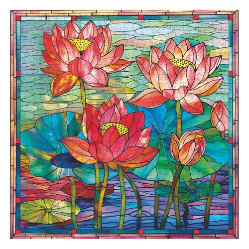 Buntglas-Puzzle, Blumenpuzzle für Erwachsene, 1000 Teile, Mosaik-Puzzle, buntes Kunst-Puzzle, harte schwierige Puzzles für Erwachsene als Wanddekoration für Zuhause von PPuzzling