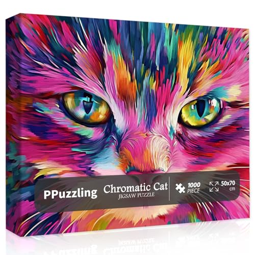 Katzenpuzzle für Erwachsene, 1000 Teile und mehr, lustiges Kätzchen-Tier-Puzzle, 1000 Teile, buntes Kätzchen-Puzzle als Katzenliebhaber, harte herausfordernde Puzzles für Erwachsene von PPuzzling