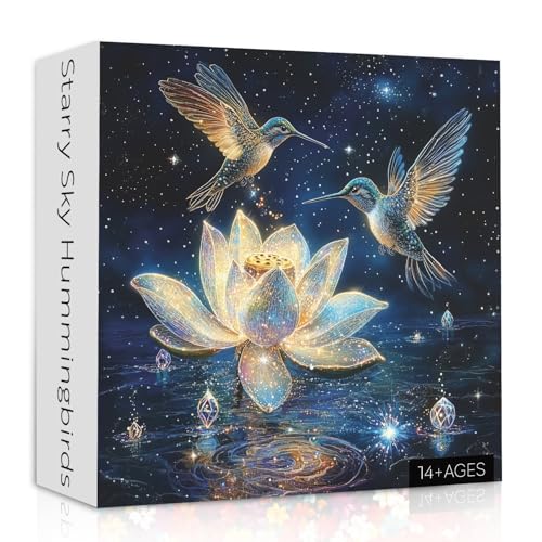 Kolibri-Puzzles für Erwachsene, 1000 Teile, Blumenvogel-Puzzles, herausforderndes Frühlings-Lotus-Tierpuzzle als Heimwandkunst-Dekor von PPuzzling