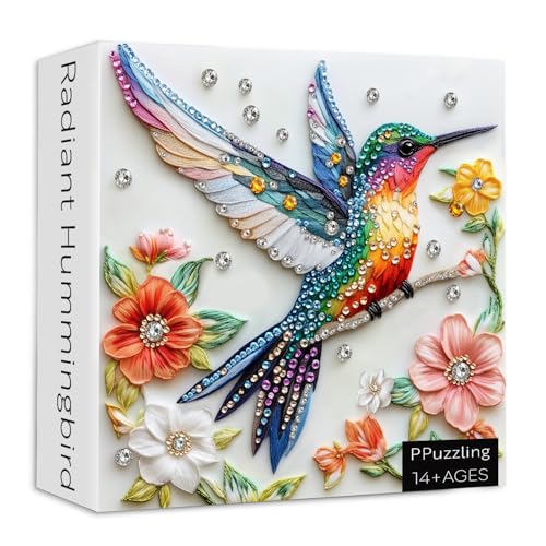 Kolibri-Puzzles für Erwachsene, 1000 Teile, Frühlingsvogel, Blume, unmögliche Kunstpuzzle, hartes herausforderndes buntes Vogel-Blumen-Puzzle als Wanddekoration für Zuhause von PPuzzling