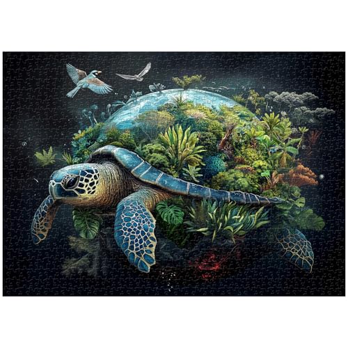 Meeresschildkröte Puzzles für Erwachsene 1000 Teile, Erdschildkröten Wald Puzzles, Fantasy Natur Pflanze Tiere Puzzle als Wohnkultur von PPuzzling