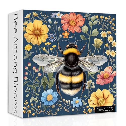 Vintage Bee Puzzles für Erwachsene 1000 Teile, Retro Blumengarten Puzzles, Natur Wildblume Tier Puzzle als Wohnkultur von PPuzzling