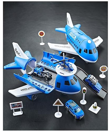 PQETBV Flugzeug-Parkplatz Spielzeug, 11 Stck Transport Flugzeug Spielzeug Set, DIY Flugzeug Spielset mit Rampefür Kinder ab 2 3 Jahre Junge Lernspielzeug für Junge Mädchen von PQETBV