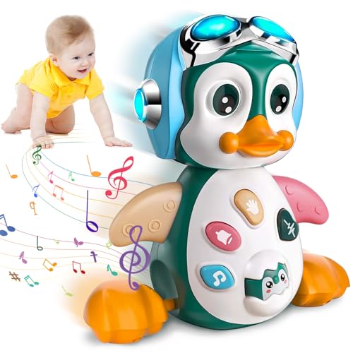 PQETBV Pinguin Musik Spielzeug ab 1 Jahr, Krabbel Musikspielzeug Babyspielzeug ab 10 12 18 Monate, Baby Spielzeug mit Musik, Lernspielzeug für Kleinkind Geburtstag Geschenk ab 12 Monate von PQETBV