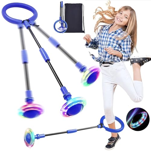 PQETBV Springring Fußkreisel Swing Wheel, Kinder Blinkender Springring Fußkreisel Faltbarer Flash Jumping Ball Erwachsene Jungen Mädchen 5 6 7 8 9 10 11 12 13 mit LED Licht Rad von PQETBV