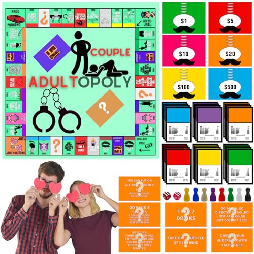 Adultopoly Brettspiel,Couple Board Game,Adultopoly Board Game, PQKL-party Monopoly Erwachsene, Adultopoly Brettspiel für Paare, Brettspiel-Requisiten zum Aufheizen der Gefühle von PQKL-party