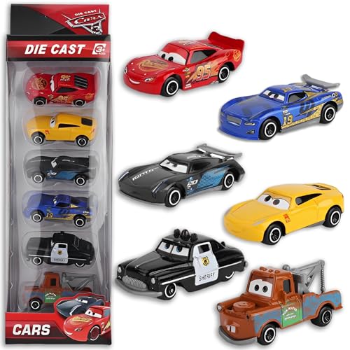 Cars Spielzeug,Cars Autos Spielzeug, 6Pcs Cars Spielzeugautos Set, PQKL-party Spielzeug Auto,Cars Spielzeug Auto,Kinderidee Spielfahrzeuge,Mini Spielzeug Auto,Tortendeko,für Kinder Geburtstagsgeschenk von PQKL-party