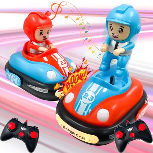 PQKL-party Ferngesteuertes Auto 2er Set, Autoscooter Ferngesteuert, Kinder Bumper Car mit LED-Leuchten und Soundeffekten Stunt Kinder Spielzeug Auto für Alter 3+ Jahre alte Jungen Mädchen von PQKL-party