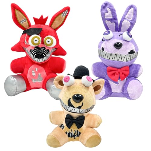 PQKL-party 3 pcs Teile Fünf Nächte In Freddys Plüschspielzeugset, FNAF Plush Toys Bonnie, Foxy Fazbear Und Bonnie Und Hasenspielzeug, Plüsch Charaktere Weihnachtsspielzeug für Jungen und Mädchen PQKL-party 3 pcs Teile Fünf Nächte In Freddys Plüschspielzeugset, FNAF Plush Toys Bonnie, Foxy Fazbear Und Bonnie Und Hasenspielzeug, Plüsch Charaktere Weihnachtsspielzeug für Jungen und Mädchen von PQKL-party