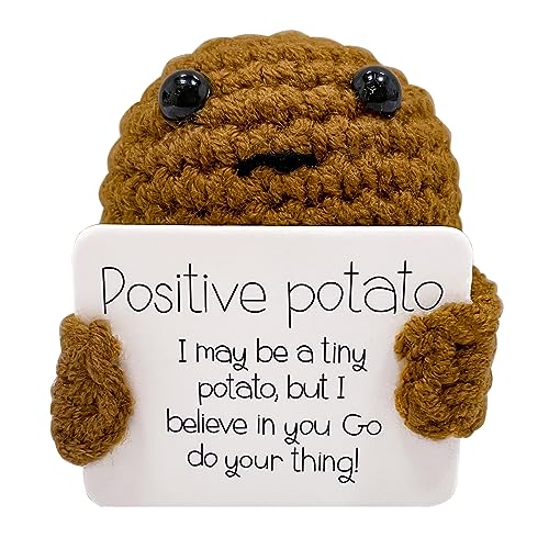 PQKL-party Positive Potato, Lustige Positive Kartoffel, Motivationsgeschenke, Strickwolle Kartoffel Puppe 4cm, Mini Plüschtier, mit Positiver Energiekarte, für Beste Freundin Geschenke von PQKL-party