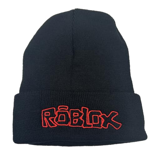 PQKL-party Roblx Strickmütze, Roblx Winter-Strickmütze, Wintermütze, hält warm, Stickerei, Strickmütze, Beanie-Mütze, Geschenke für Kinder, Jungen, Mädchen von PQKL-party