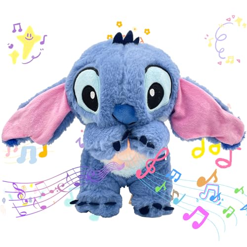 PQKL-party Schlummer Kuscheltier, Schlummer Plüschtier mit Atembewegung und Musik, Schlummer Kuscheltier mit Beruhigenden Klängen, Plüschfigur, Geschenke für Jungen und Mädchen(Blau) von PQKL-party