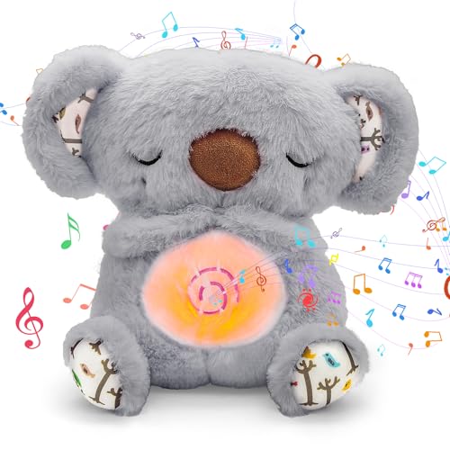 PQKL-party Schlummer Otter, Schlummer Koala Kuscheltier, Schlummer Otter mit Herzschlag, Otter Kuscheltier mit Atembewegung und Musik, Kuscheltier Otter, Babyparty Weihnachten Geschenke (Grau) von PQKL-party