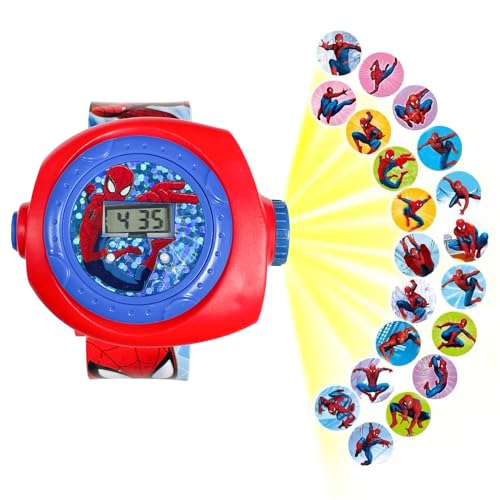 PQKL-party Spider Uhr,Spider Uhr Kinder,Spider Kinder Cartoon Uhr,Spider Spielzeug Uhr,20 Bilder Spider Kinder Projektor Uhr, Elektronische Armbanduhr Projektor,Digitale Armbanduhr,für Jungen,Mädchen von PQKL-party