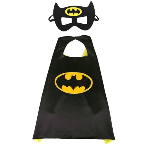 PQKL-party Superhelden Kostüm Kinder, Bat-man Kostüm Superhelden Maske, Superhelden Umhänge, Superheld Bat-man Cosplay Kostüm für Kinder, Superhelden Halloween Karneval Geschenk für Junge 3-9 Jahre von PQKL-party