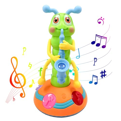 PQKL-party Tanzende Saxophon Raupe Kinder Spielzeug, Elektrisches Raupen Dance Toy, Krabbelspielzeug mit Musik und Lichte, interaktives Spielzeug für Infant Kinder ab 6 Monate von PQKL-party