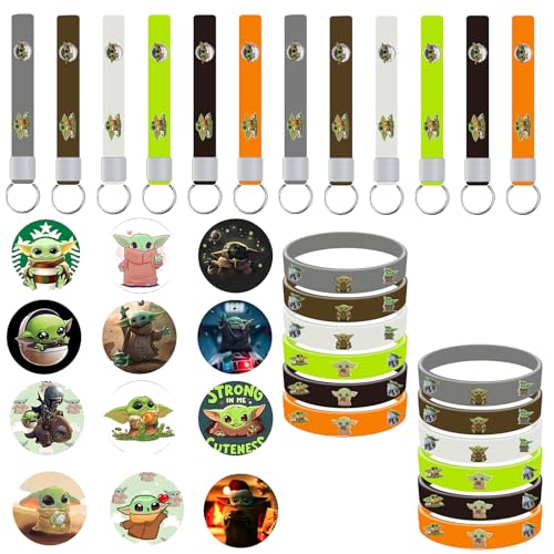 PQKL-party Anime Party Mitgebsel, 36pcs Anime Kindergeburtstag 12 Anime Schlüsselanhänger,12 Anime Silikonarmband,12 Abzeichen, Mitgebsel Kindergeburtstag Belohnungen Geschenk für Mädchen Jungen von PQKL-party