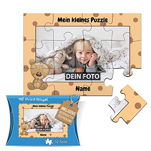 Fotopuzzle aus Holz für Kinder mit Name und Foto Puzzle selbst gestalten - Mein kleines Puzzle mit Bär, Kinderpuzzle | 25 x 17,5 cm, 12 Teile in Kartonverpackung Fotopuzzle aus Holz für Kinder mit Name und Foto Puzzle selbst gestalten - Mein kleines Puzzle mit Bär, Kinderpuzzle | 25 x 17,5 cm, 12 Teile in Kartonverpackung von PR Print Royal