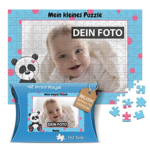 Fotopuzzle für Kinder mit Name und Foto Puzzle selbst gestalten - Mein kleines Puzzle mit Panda, Kinderpuzzle | 39 x 27,5 cm, 192 Teile in Kartonverpackung von PR Print Royal