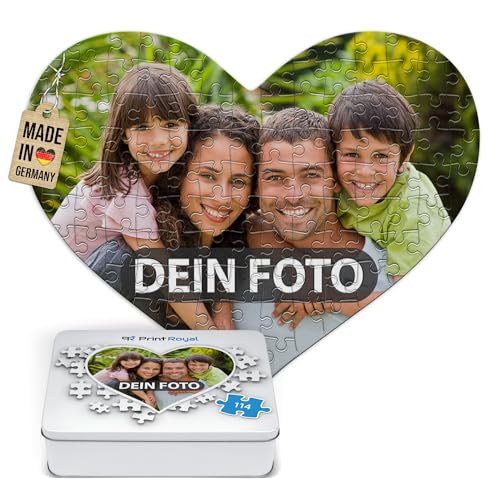 Foto-Puzzle 24-1000 Teile in inkl. hochwertiger Metalldose - mit eigenem Foto Bedrucken - Puzzle selber gestalten - Herzpuzzle 114 Teile in Metalldose von PR Print Royal