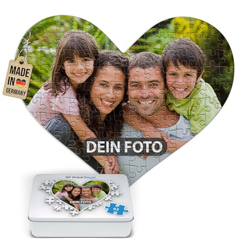 Foto-Puzzle 24-1000 Teile in inkl. hochwertiger Metalldose - mit eigenem Foto Bedrucken - Puzzle selber gestalten - Herzpuzzle 63 Teile in Metalldose von PR Print Royal